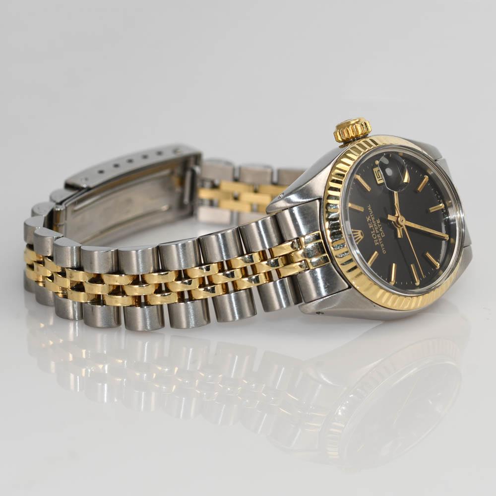 Rolex 14k & Steel Ladies Date Wristwatch In Good Condition In Laguna Beach, CA