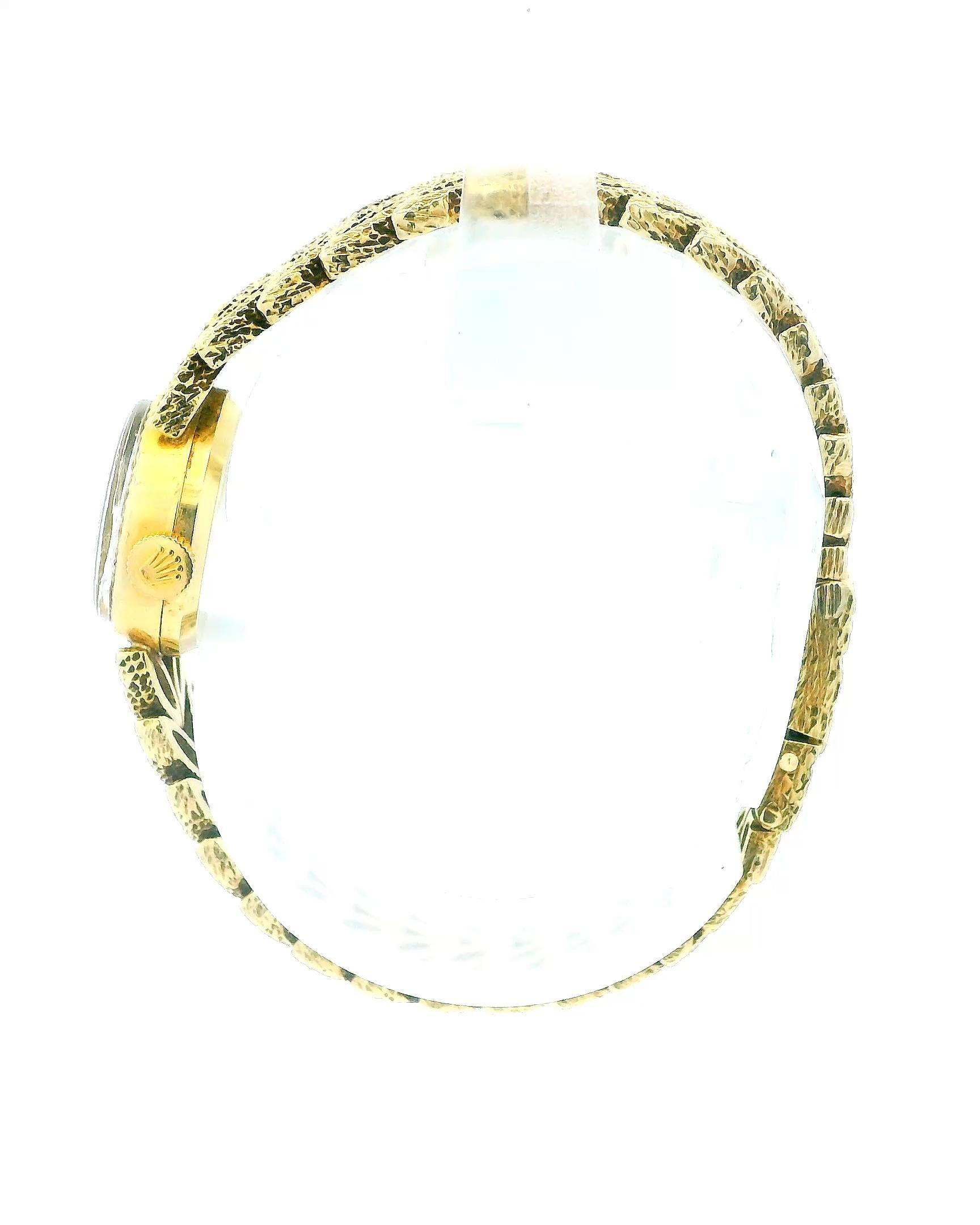 Donna Rolex 14k quadrante testurizzato Bunnyear banda testurizzata in oro giallo da donna in vendita