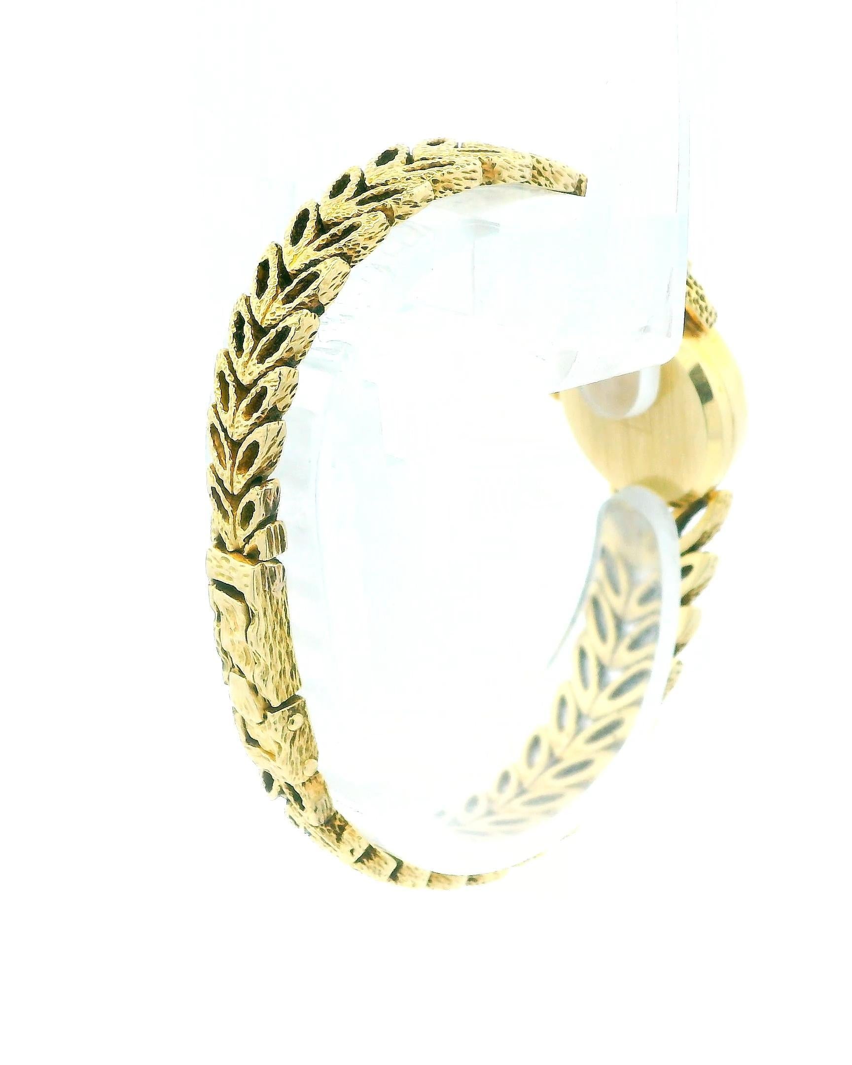 Rolex 14k quadrante testurizzato Bunnyear banda testurizzata in oro giallo da donna in vendita 2