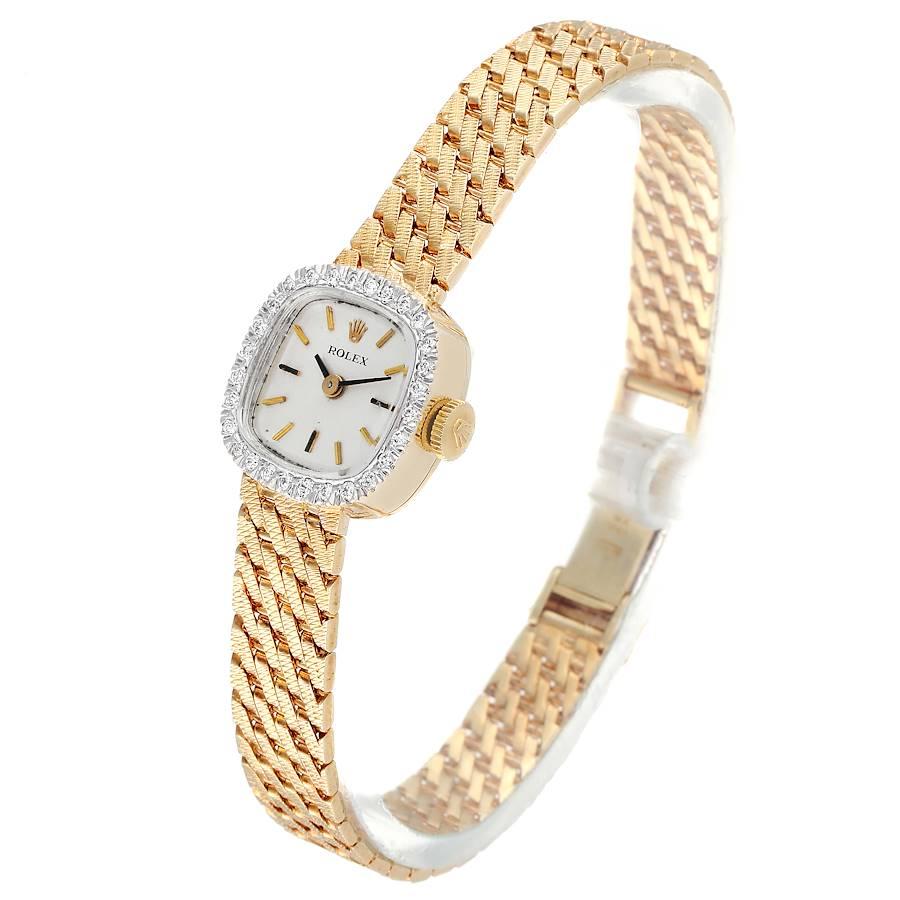 Women's Rolex 14k Yellow Gold Diamond Bezel Vintage Cocktail Ladies Watch For Sale