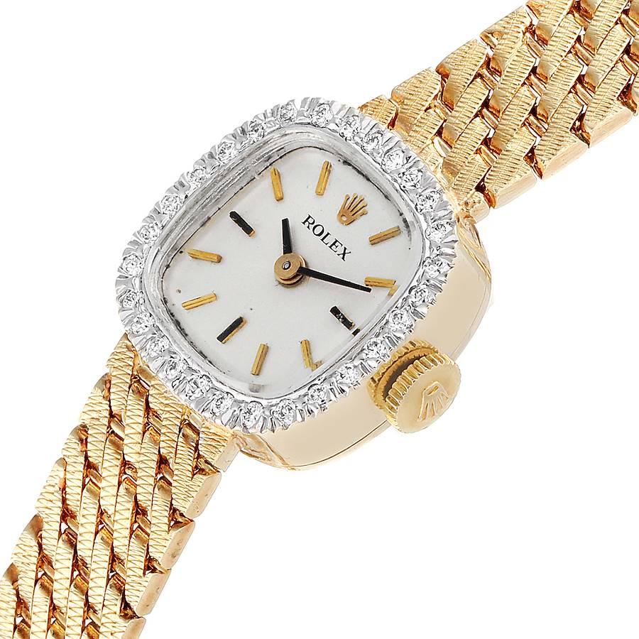 Rolex 14k Yellow Gold Diamond Bezel Vintage Cocktail Ladies Watch For Sale 1