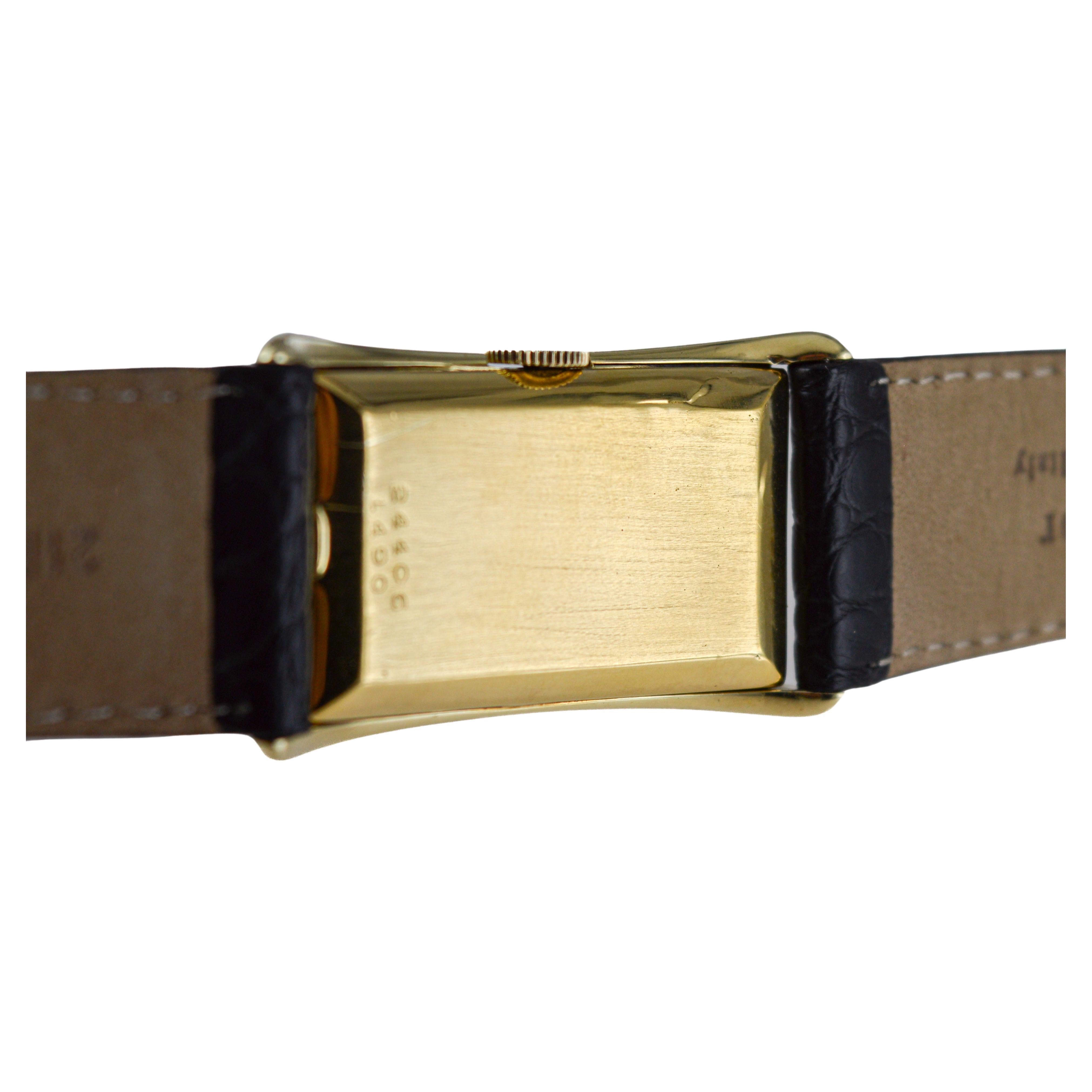 Rolex 14Kt Prince with rare Black Dial Hand Made Case and Movement circa 1940's For Sale 7