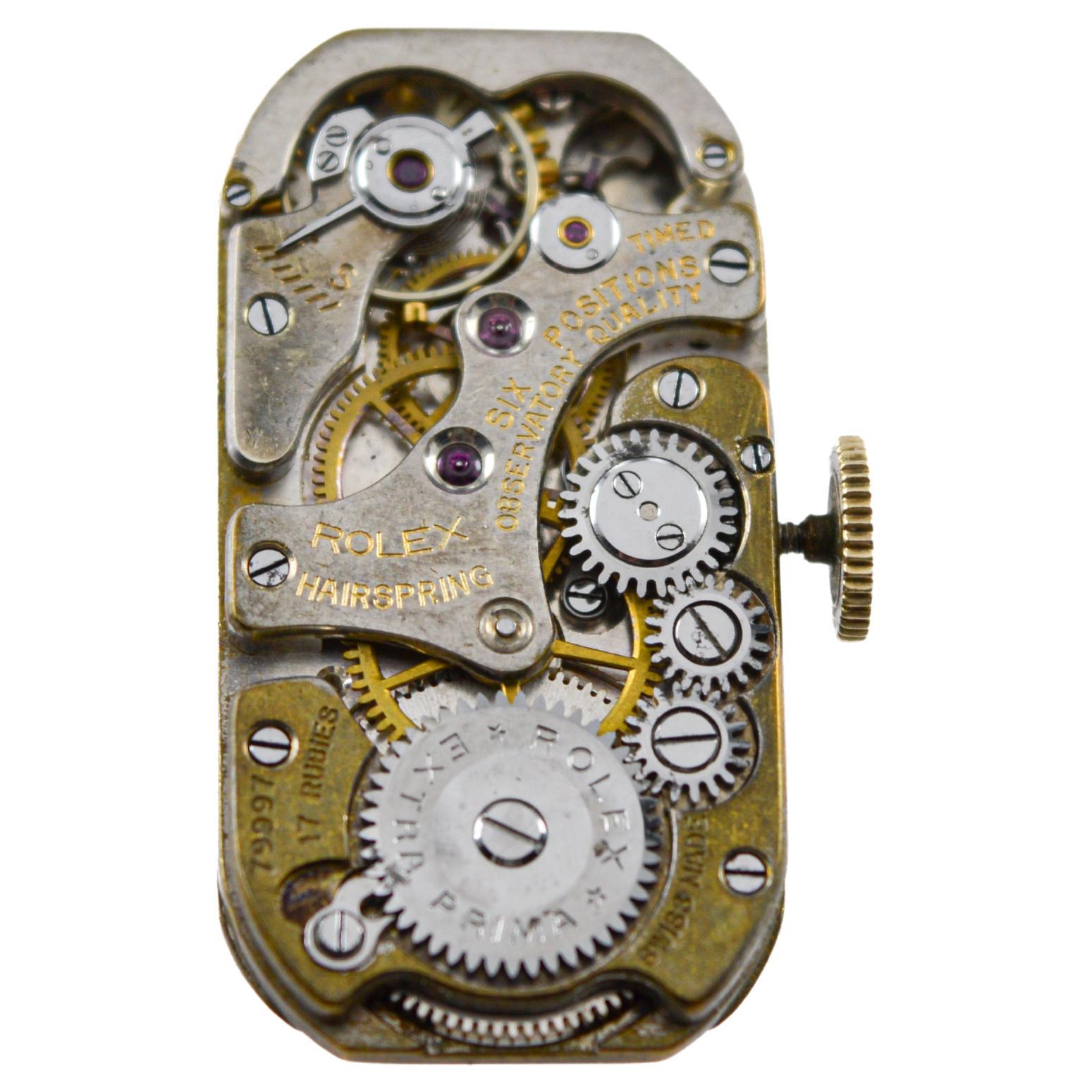 Rolex 14Kt Prince with rare Black Dial Hand Made Case and Movement circa 1940's For Sale 9