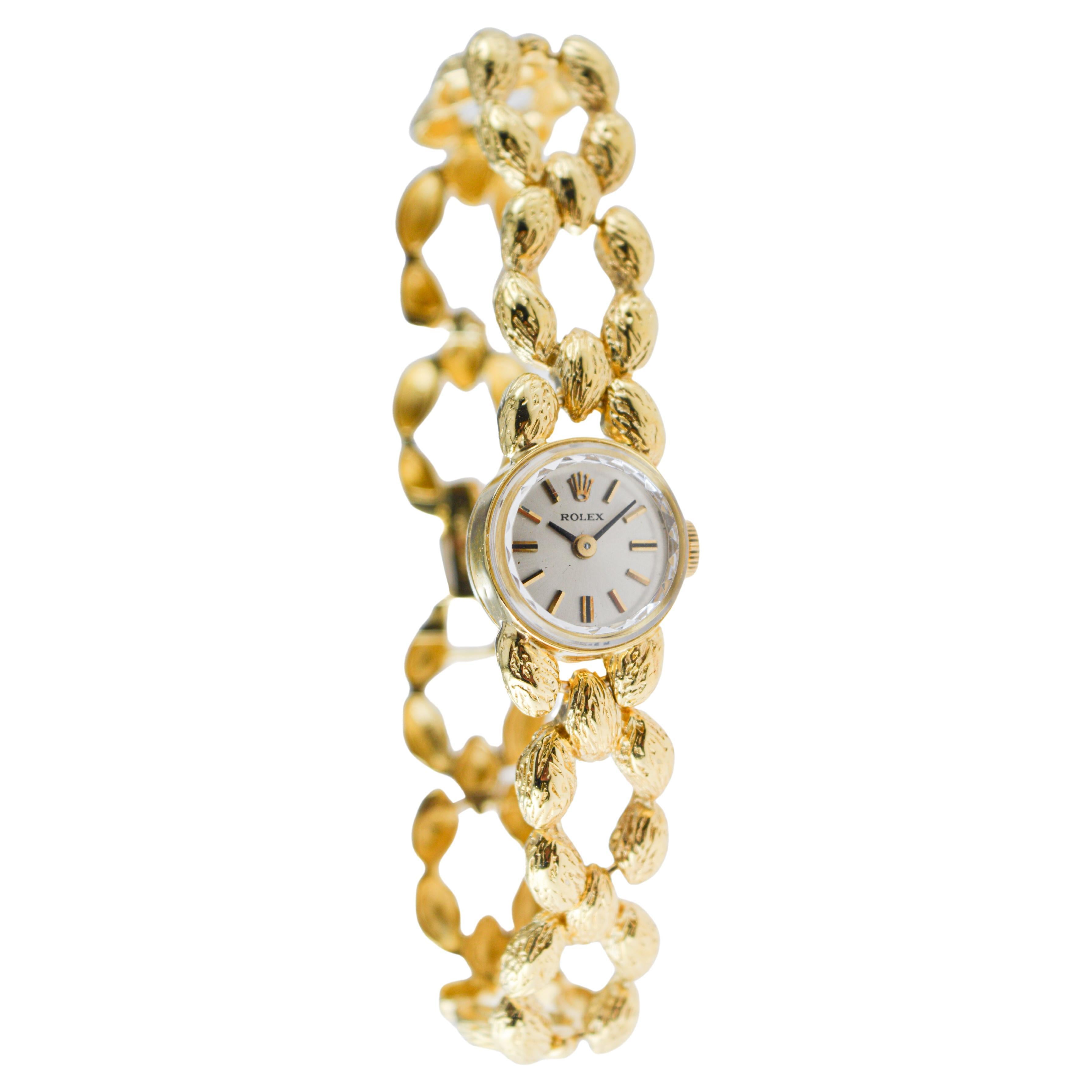 Women's Rolex 14Kt Solid Gold Bracelet Watch  For Sale