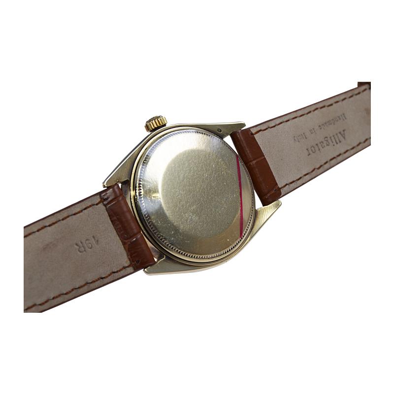 Rolex 14Kt. Montre Oyster Perpetual Date avec cadran finition personnalisée, 1970 en vente 4