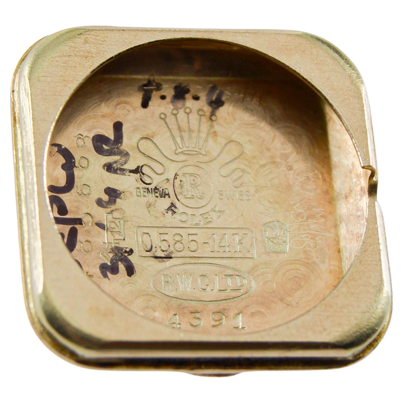 Reloj Rolex de oro macizo de 14 quilates estilo tanque Art Decó para señora circa años 50 en venta 12