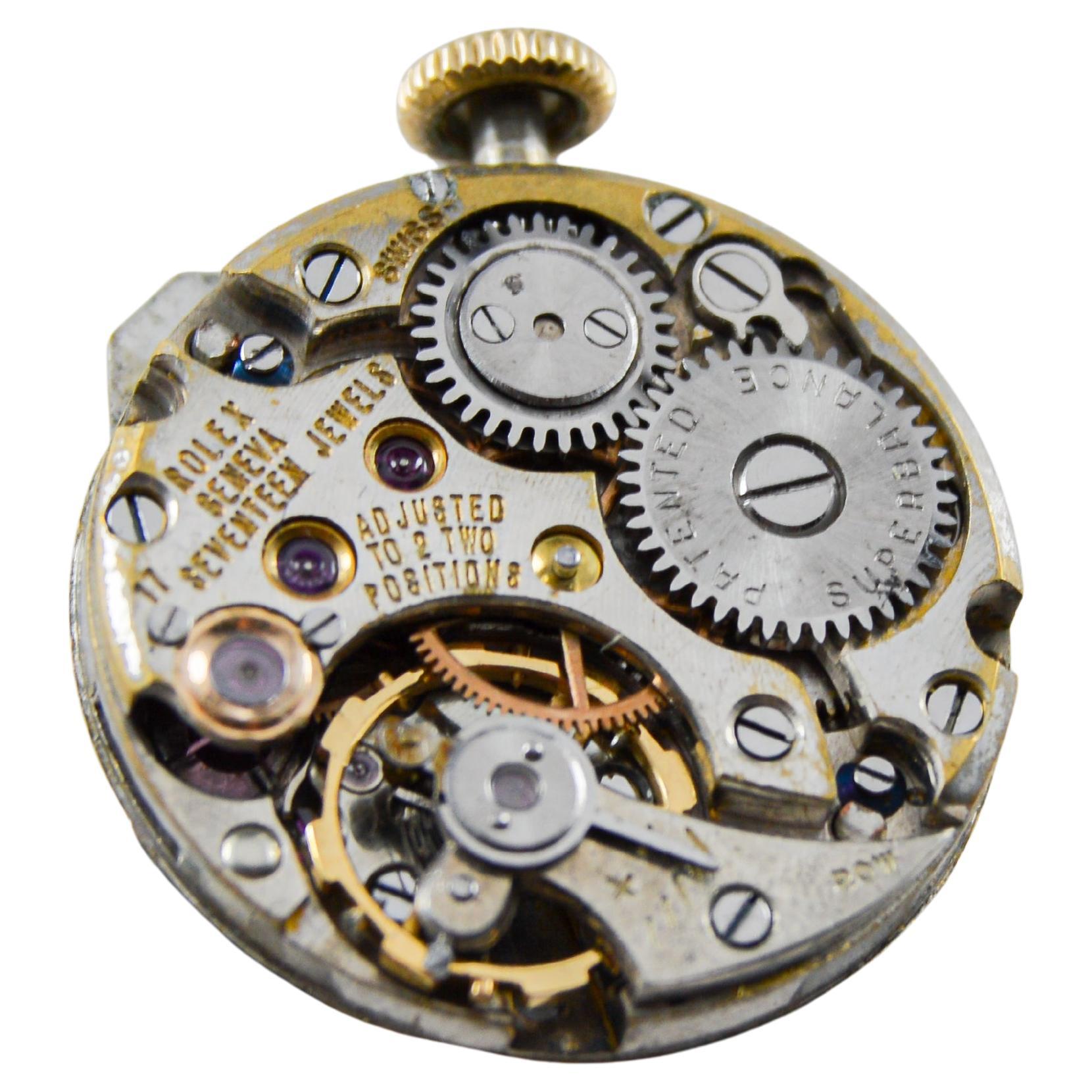 Reloj Rolex de oro macizo de 14 quilates estilo tanque Art Decó para señora circa años 50 en venta 13