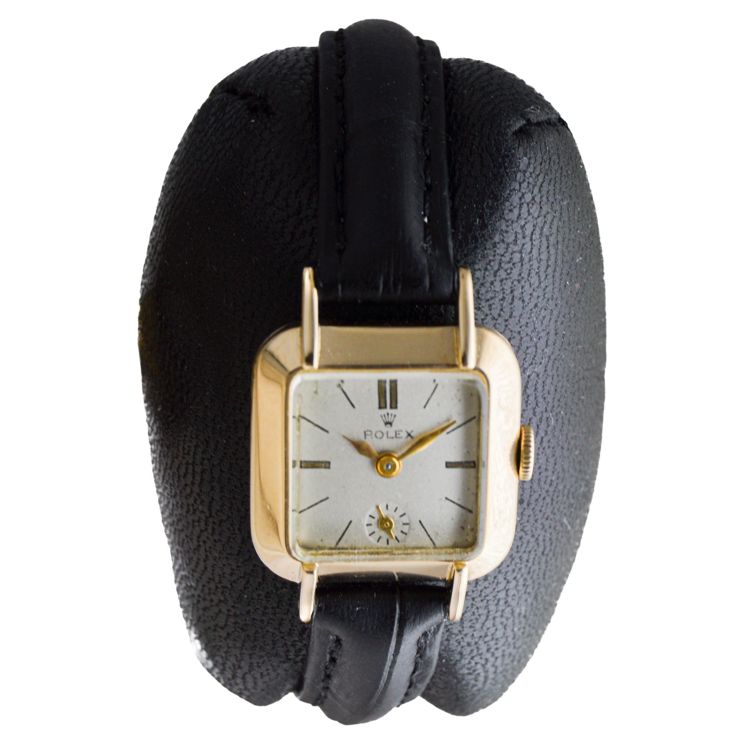 De las mujeres Reloj Rolex de oro macizo de 14 quilates estilo tanque Art Decó para señora circa años 50 en venta