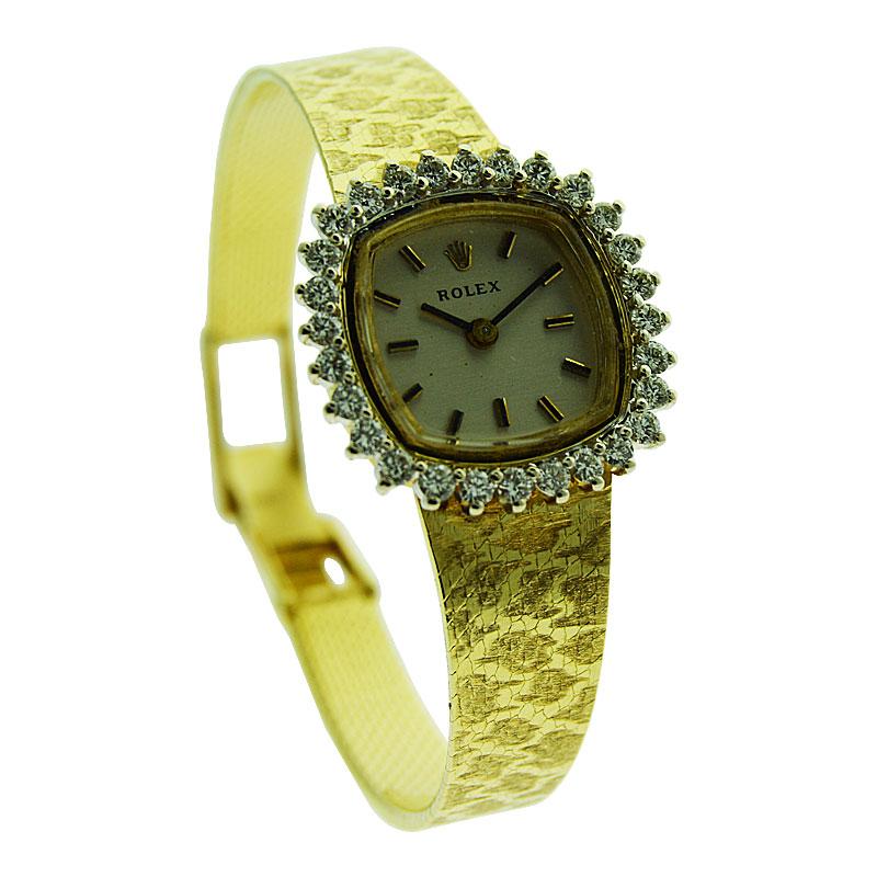 FACTORY / HOUSE: Rolex Watch Company
STYLE / REFERENCE: Ref. 8295
METAL / MATERIAL: 14Kt. Solid Gold
CIRCA / YEAR: 1982
DIMENSIONS / SIZE: 22mm X 22mm
MOVEMENT: Manual Winding/ 17 Jewels / Cal. 1400
DIAL / HANDS: Original Silvered with Baton Markers