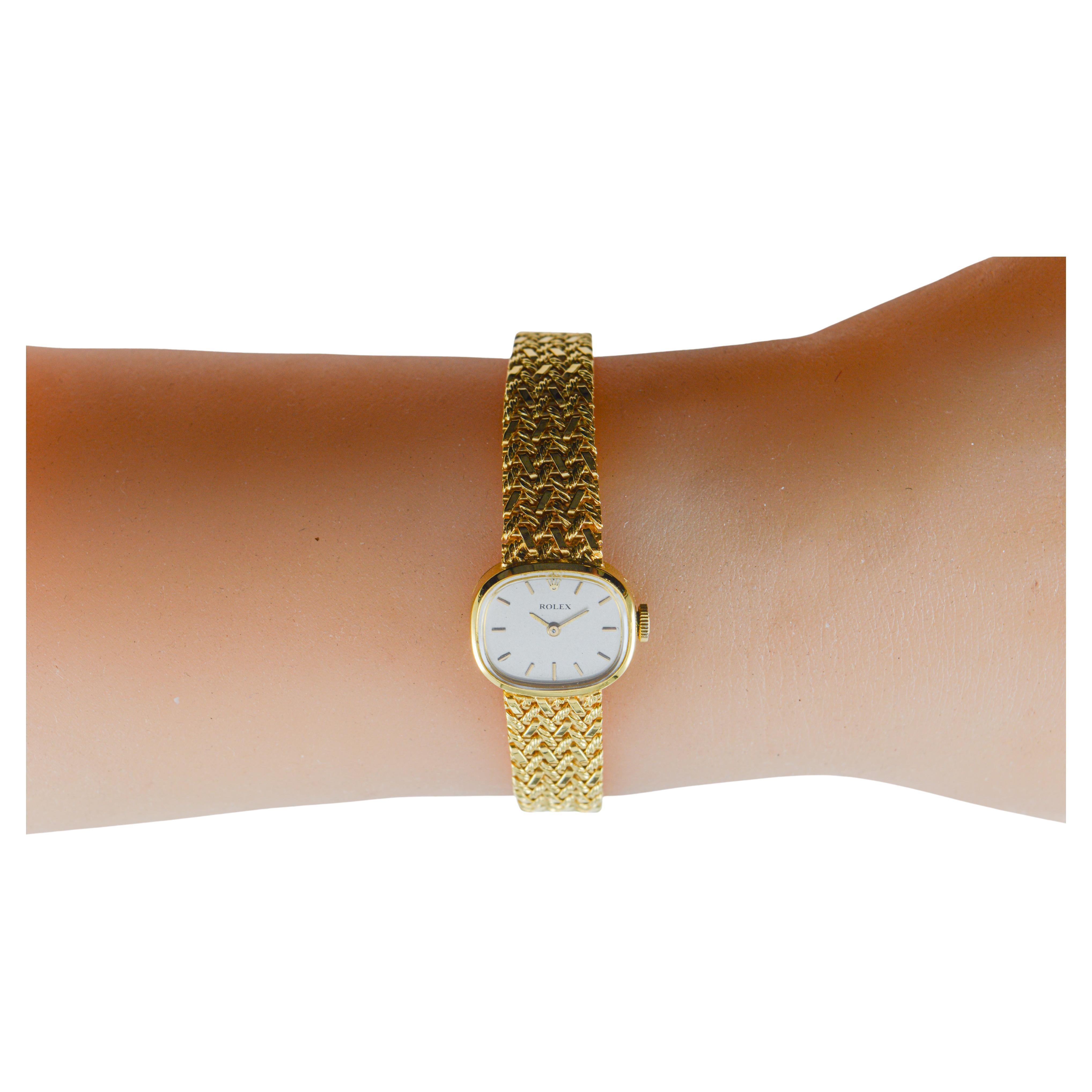Rolex 14Kt Solid Gold Ladies Dress Watch circa 1960's For Sale 11