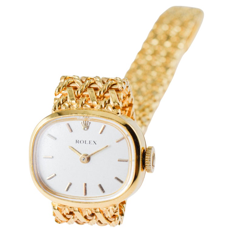 slim fit dress slacks Rolex 18K Yellow Gold Precision Manual Wind Belt Cocktail Dress Watch – The  Vintage Concept main image 0