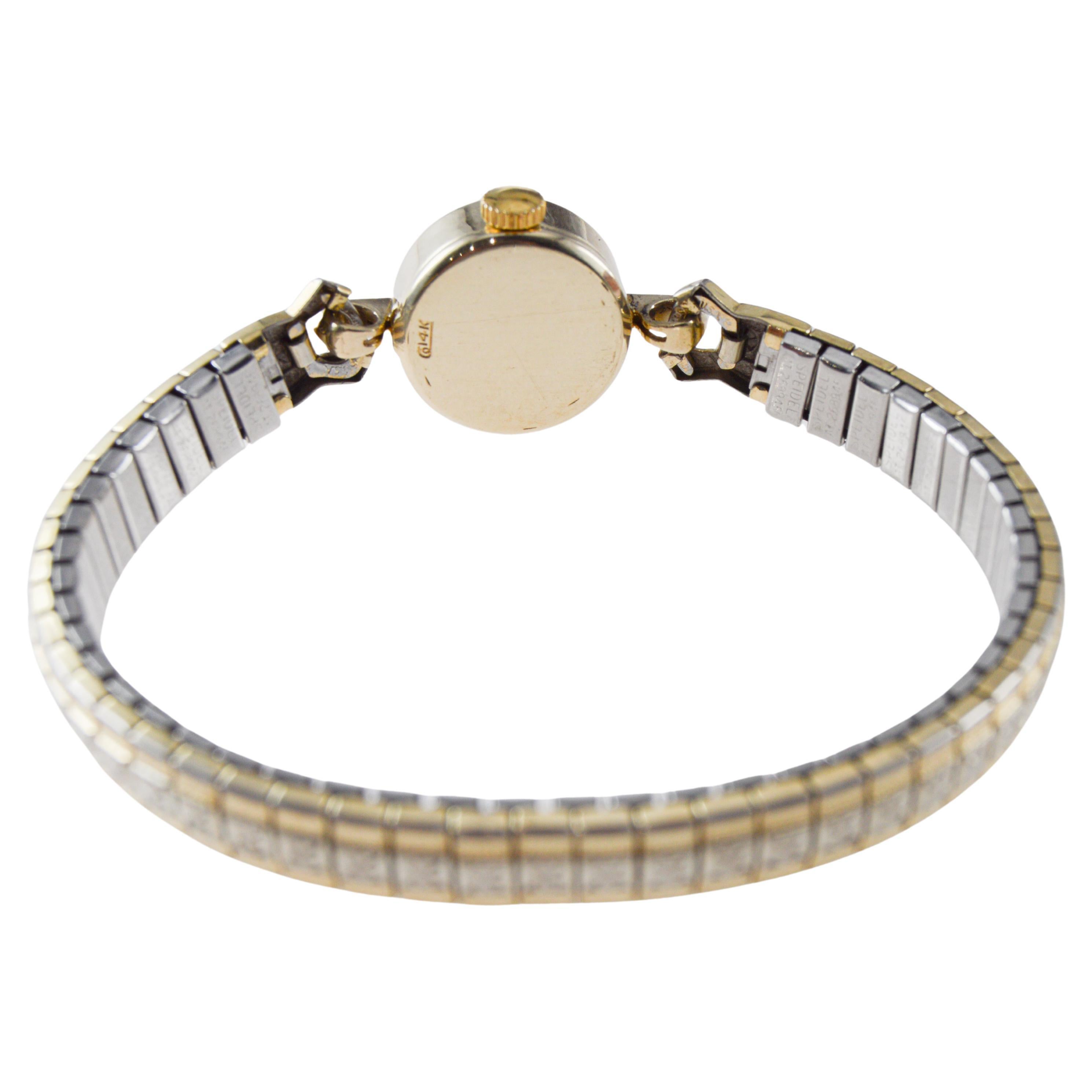 Rolex 14Kt Solid Gold Ladies Dress Watch circa 1960's in vendita 3