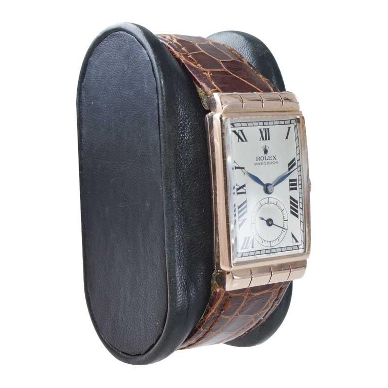 Rolex 14 Karat Solid Rose Gold Art Deco Wristwatch from 1940 In Excellent Condition In Long Beach, CA