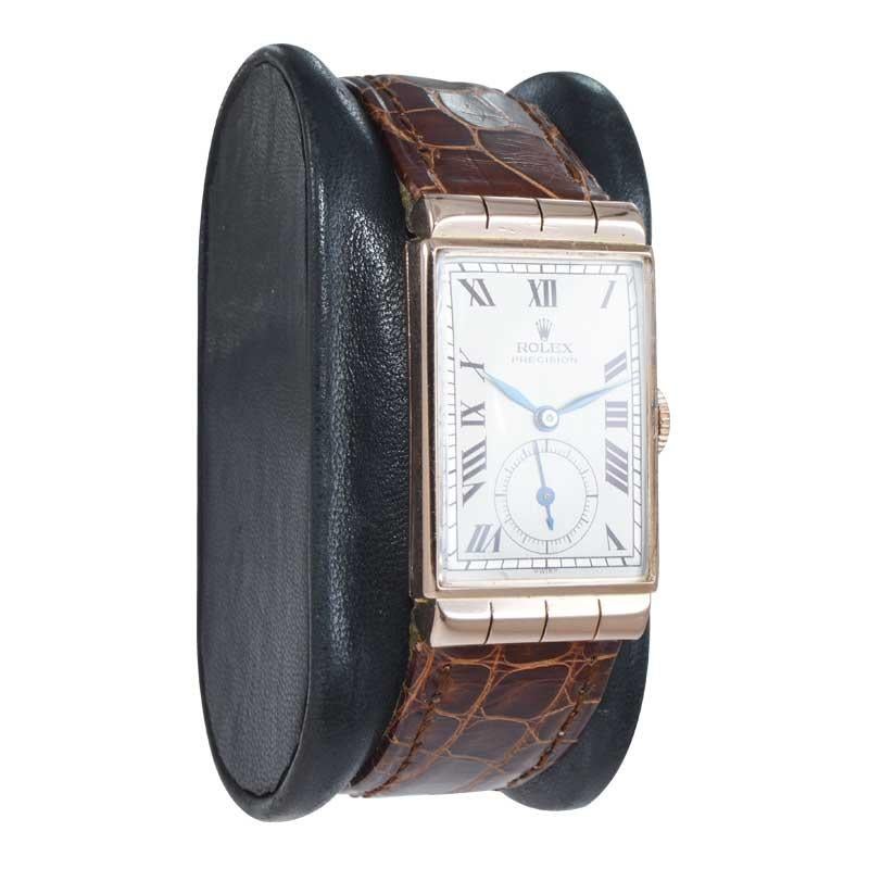 Rolex 14 Karat Solid Rose Gold Art Deco Wristwatch from 1940 2