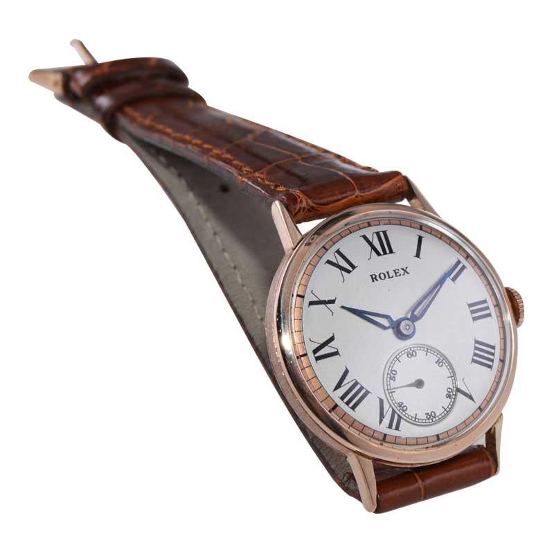 Women's or Men's Rolex 14Kt. Solid Rose Gold Art Deco Wristwatch from 1954