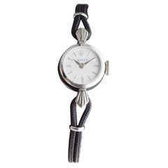 Rolex 14Kt Solid White Gold Modernist Style Ladies Watch circa 1960's