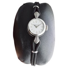 Rolex 14Kt Solid White Gold Modernist Style Ladies Watch circa 1960's