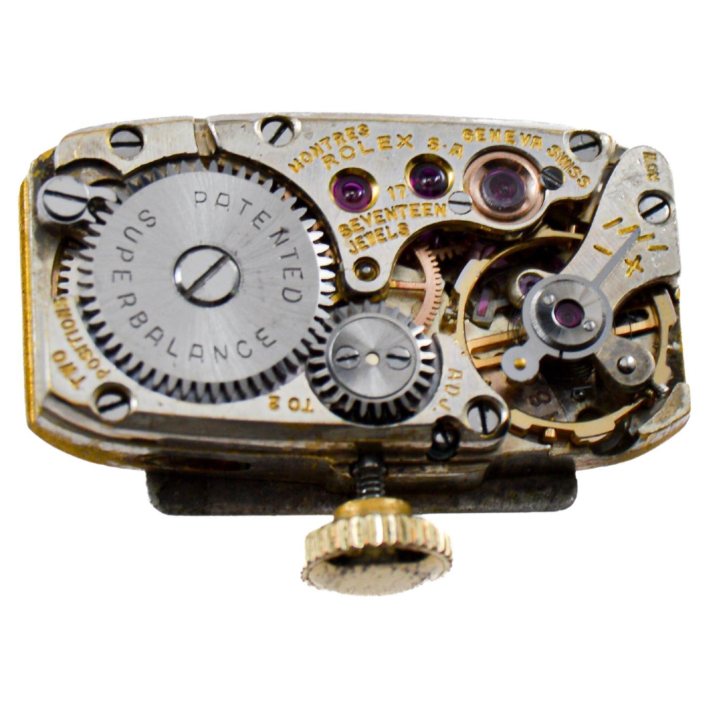 Rolex Montre Art déco pour dames en or jaune massif 14Kt circa 1954 en vente 11