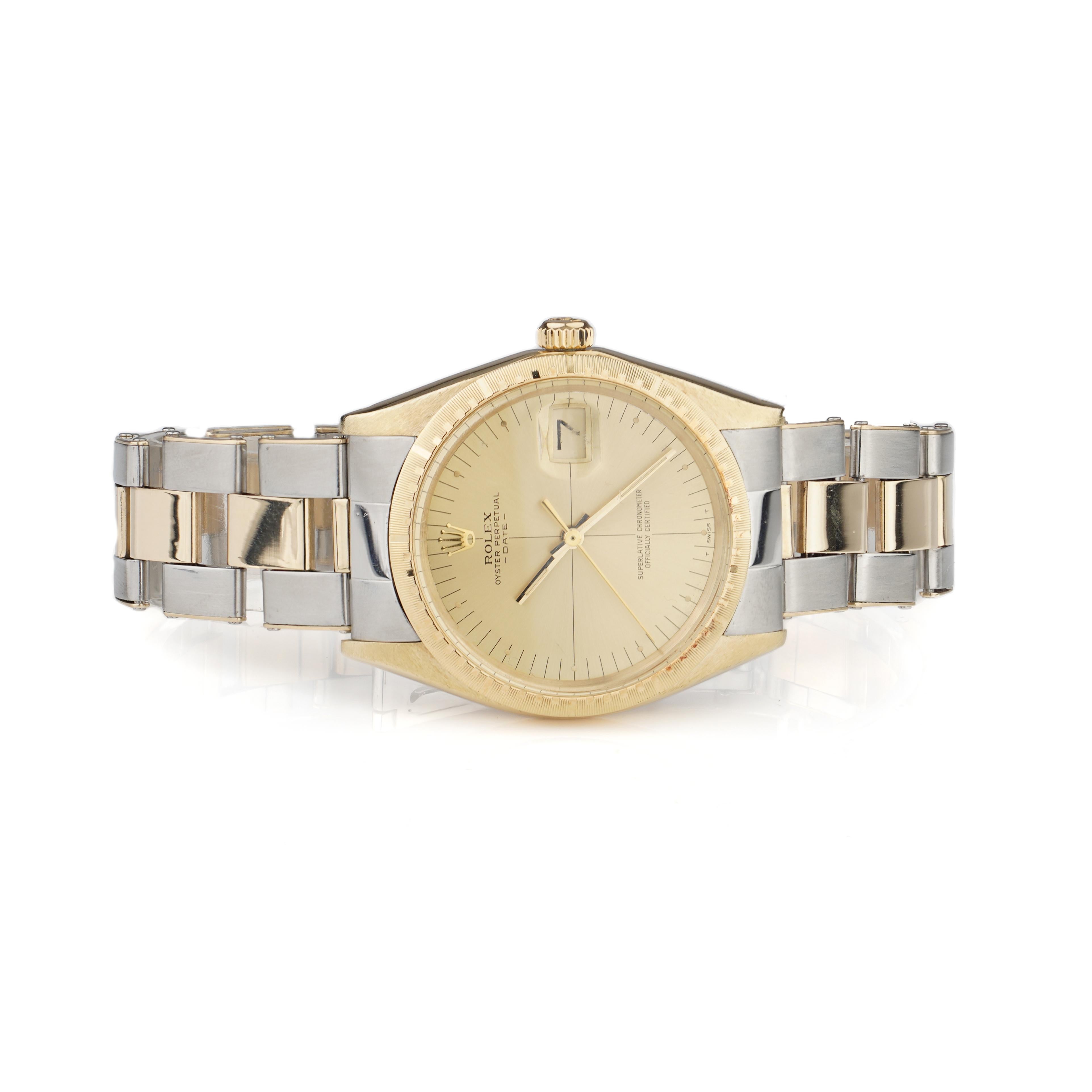 Rolex 14 Karat Yellow Gold and Steel Oyster Perpetual Date 1512 For Sale 3