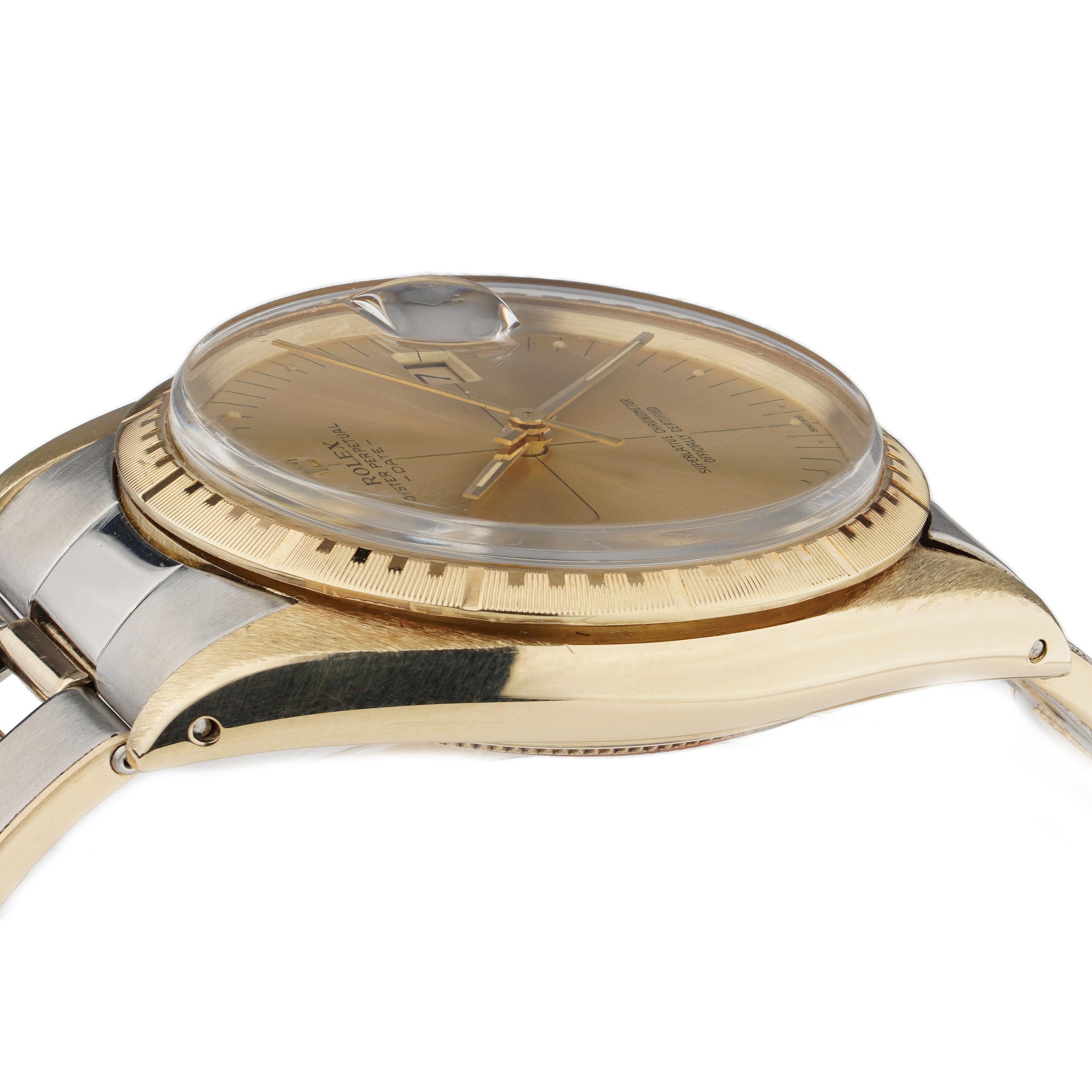 Rolex 14 Karat Yellow Gold and Steel Oyster Perpetual Date 1512 For Sale 2