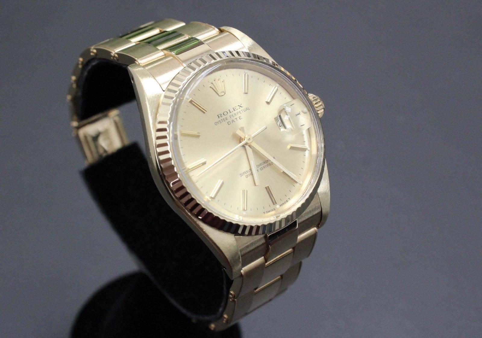 Men's Rolex 15007 Date Watch 18 Karat Yellow Gold and 14 Karat Yellow Gold Watch