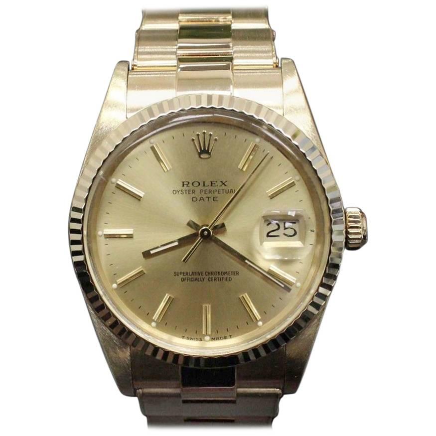 Rolex 15007 Date Watch 18 Karat Yellow Gold and 14 Karat Yellow Gold Watch