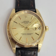 Rolex 1503 Oyster Perpetual Date 14k Solid Gold Mens 1970s 34mm Automatic RA692B