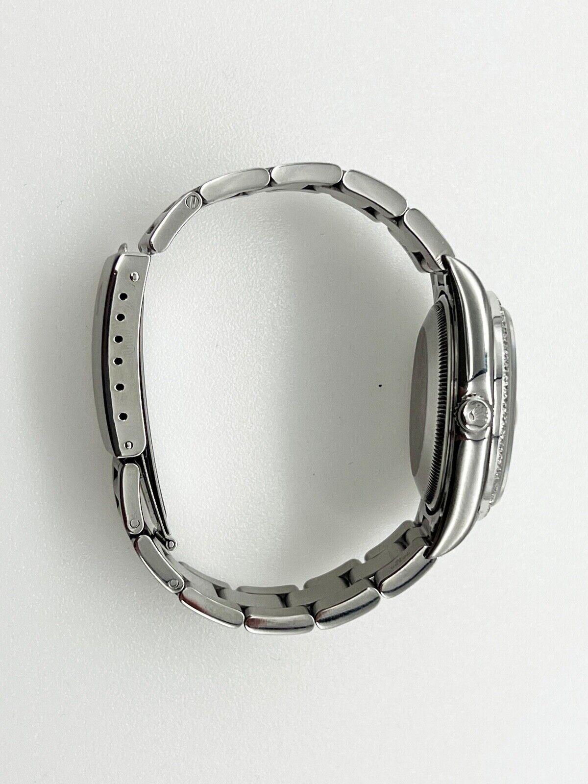 Rolex Date 15200 Black Dial Diamond Bezel Stainless Steel In Excellent Condition For Sale In San Diego, CA