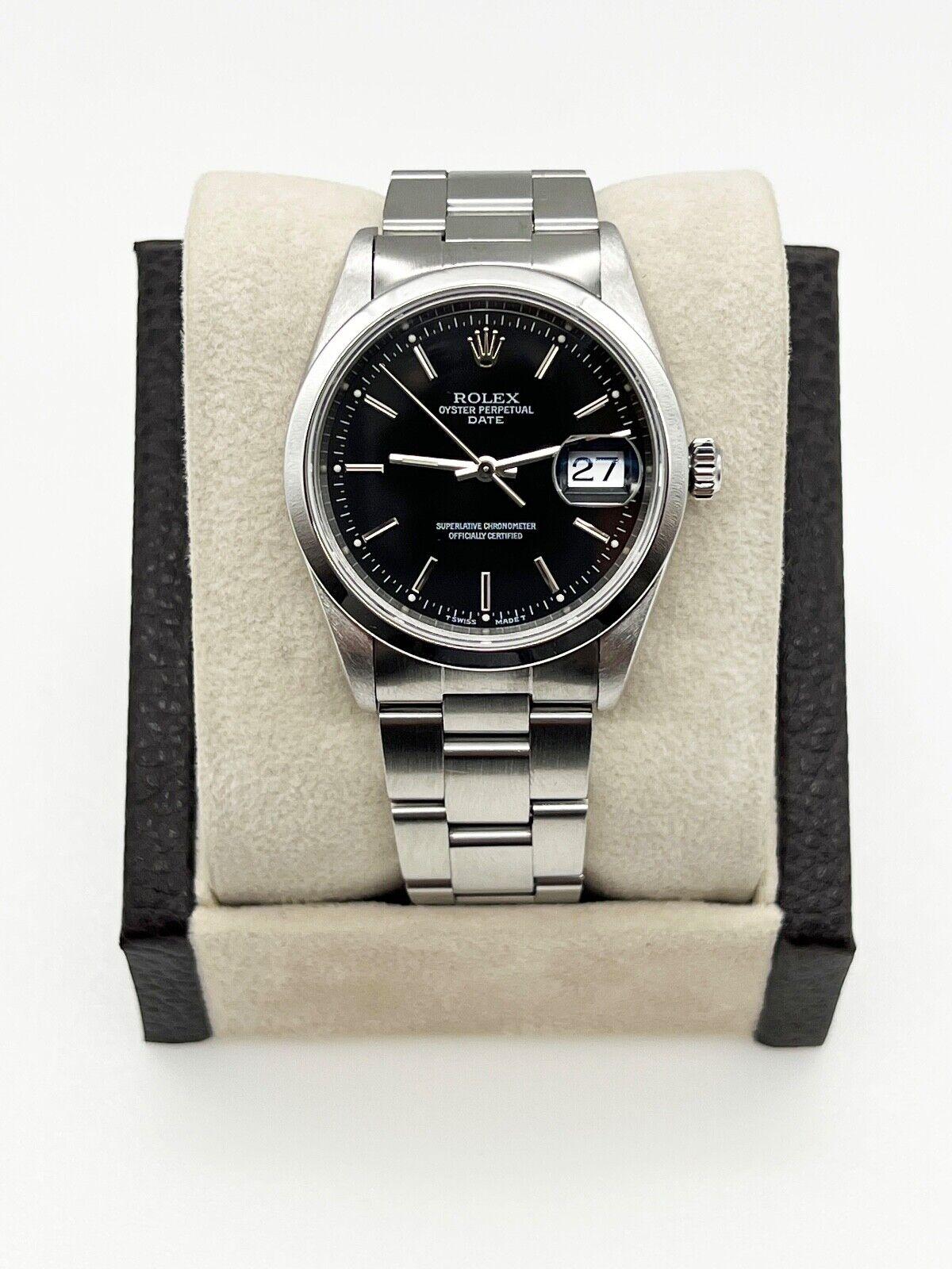 
Stil Nummer: 15200

 

Seriennummer: T570***


Jahr: 1995

 

Modell: Oyster Perpetual Date

 

MATERIAL des Gehäuses: Rostfreier Stahl

 

Band: Rostfreier Stahl

 

Lünette: Edelstahl

 

Zifferblatt: Schwarz

 

Gesicht: Saphirglas

