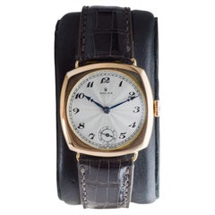 Rolex 15ct Solid Gold Art Deco Cushion Watch circa 1930's with Breguet Dial