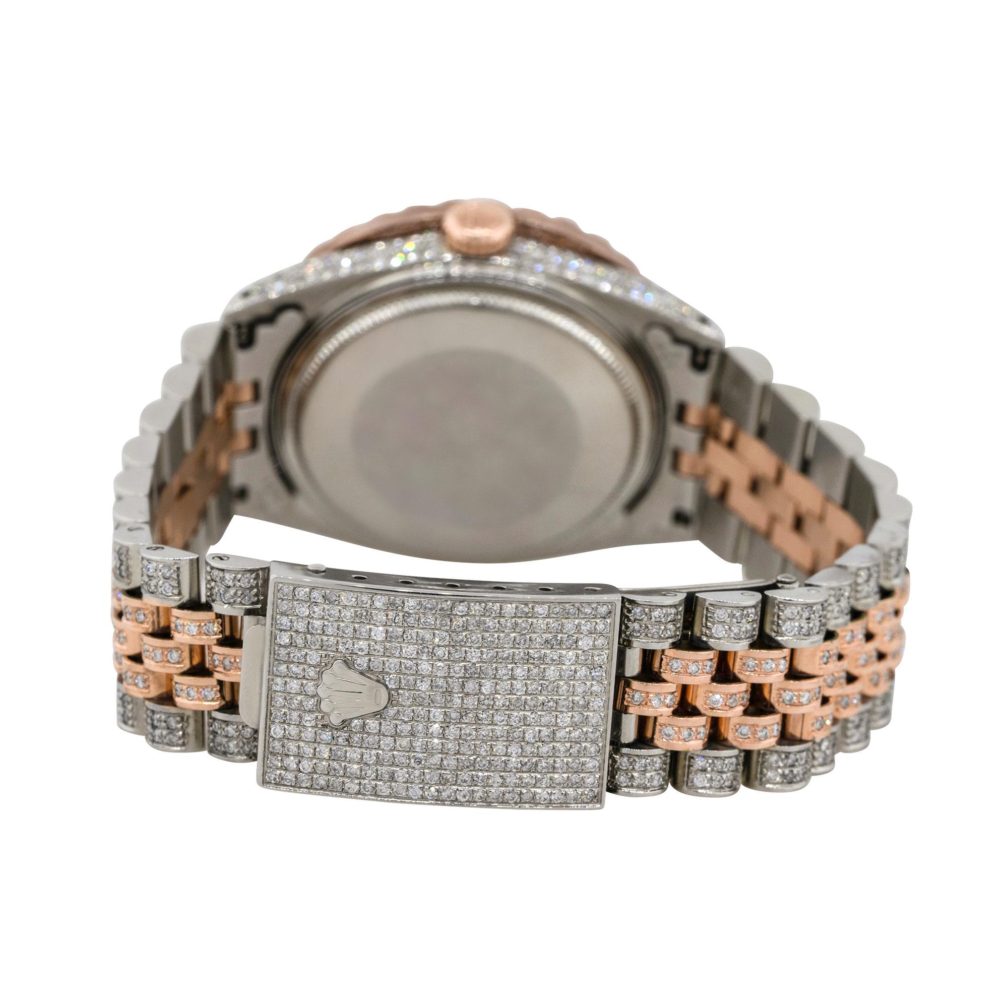 Rolex 1601 Datejust 18k Two Tone Chocolate All Diamond Watch For Sale