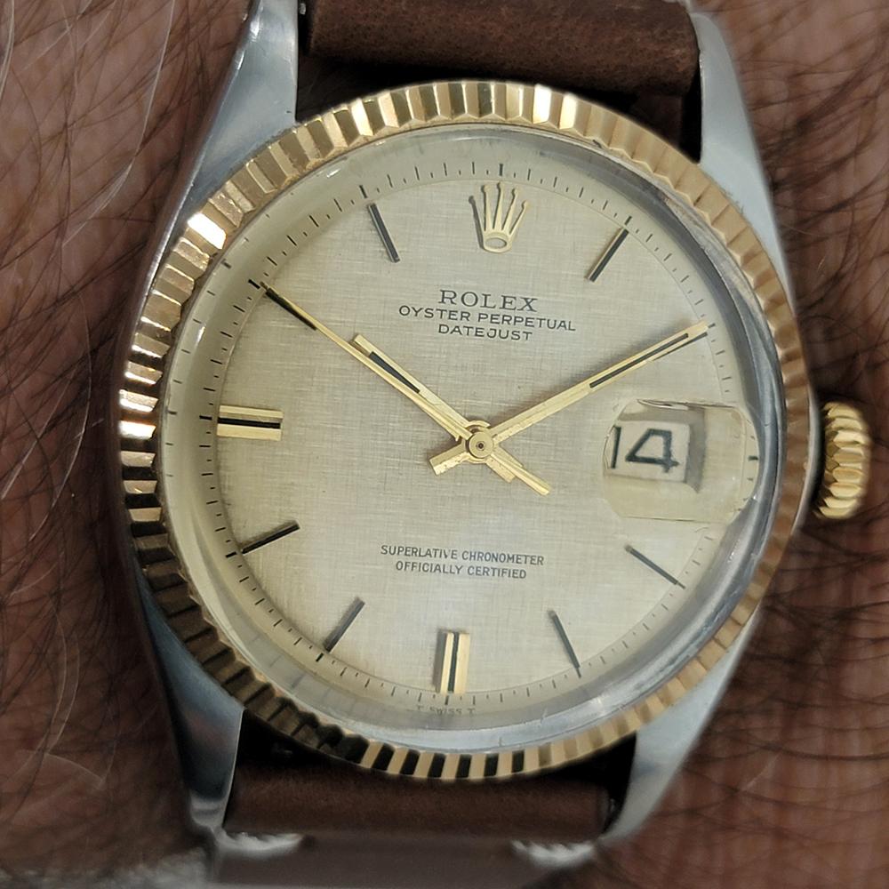 Rolex 1601 Datejust 36mm 18k Gold SS Men Linen Dial Automatic 1960s RA561B im Angebot 9