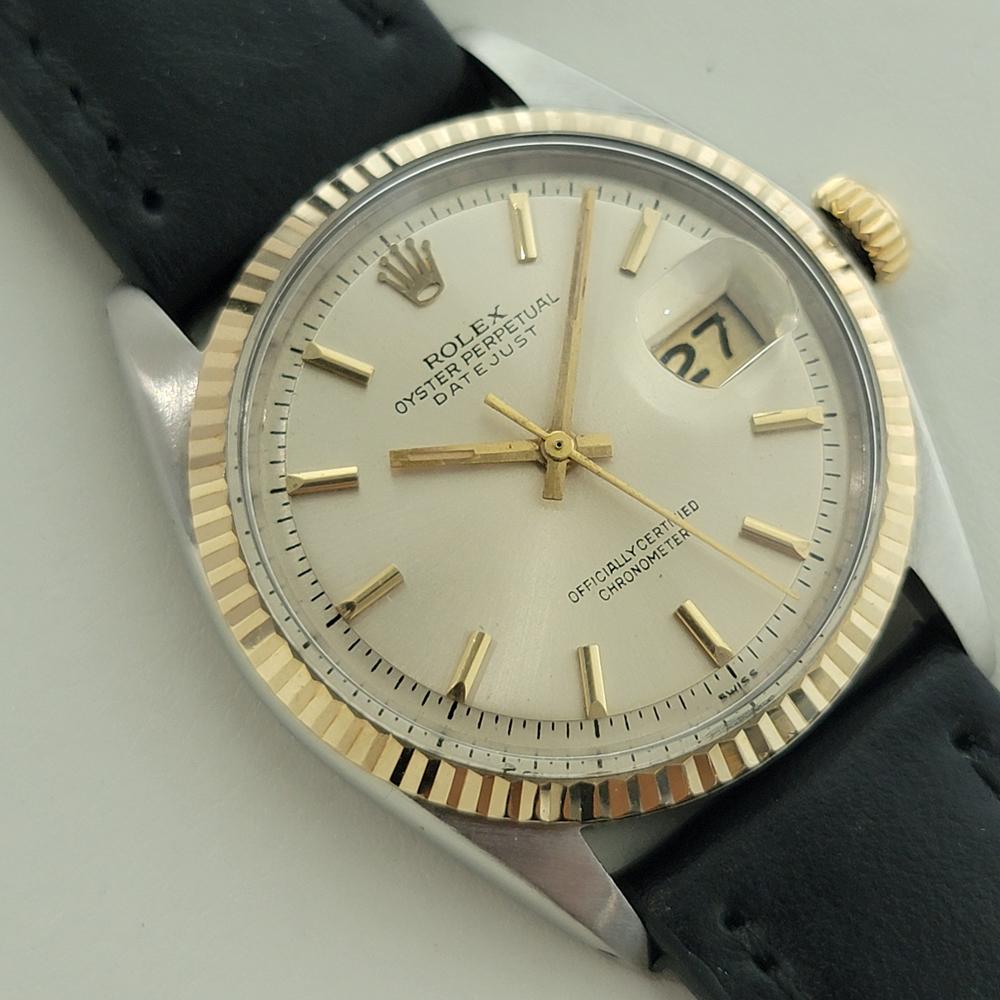 Rolex Oyster Datejust Ref 1601 36mm 18k SS Mens 1970s Automatic Vintage RA591 In Excellent Condition For Sale In Beverly Hills, CA