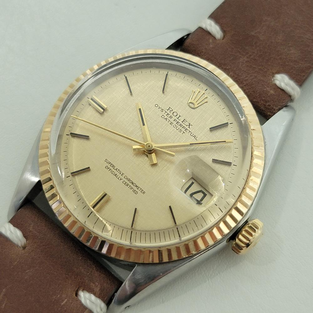 Rolex 1601 Datejust 36mm 18k Gold SS Men Linen Dial Automatic 1960s RA561B Herren im Angebot