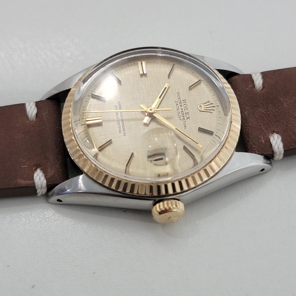 Rolex 1601 Datejust 36mm 18k Gold SS Men Linen Dial Automatic 1960s RA561B im Angebot 1