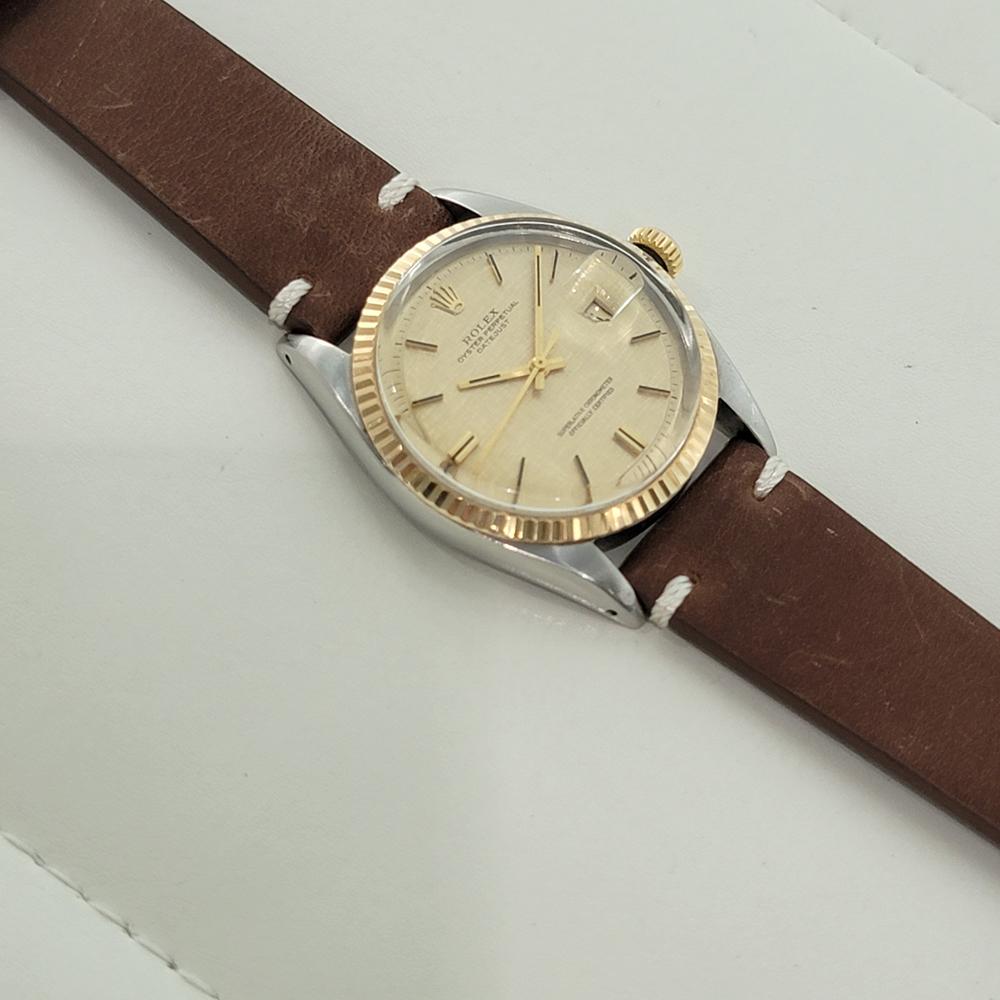 Rolex 1601 Datejust 36mm 18k Gold SS Men Linen Dial Automatic 1960s RA561B im Angebot 3