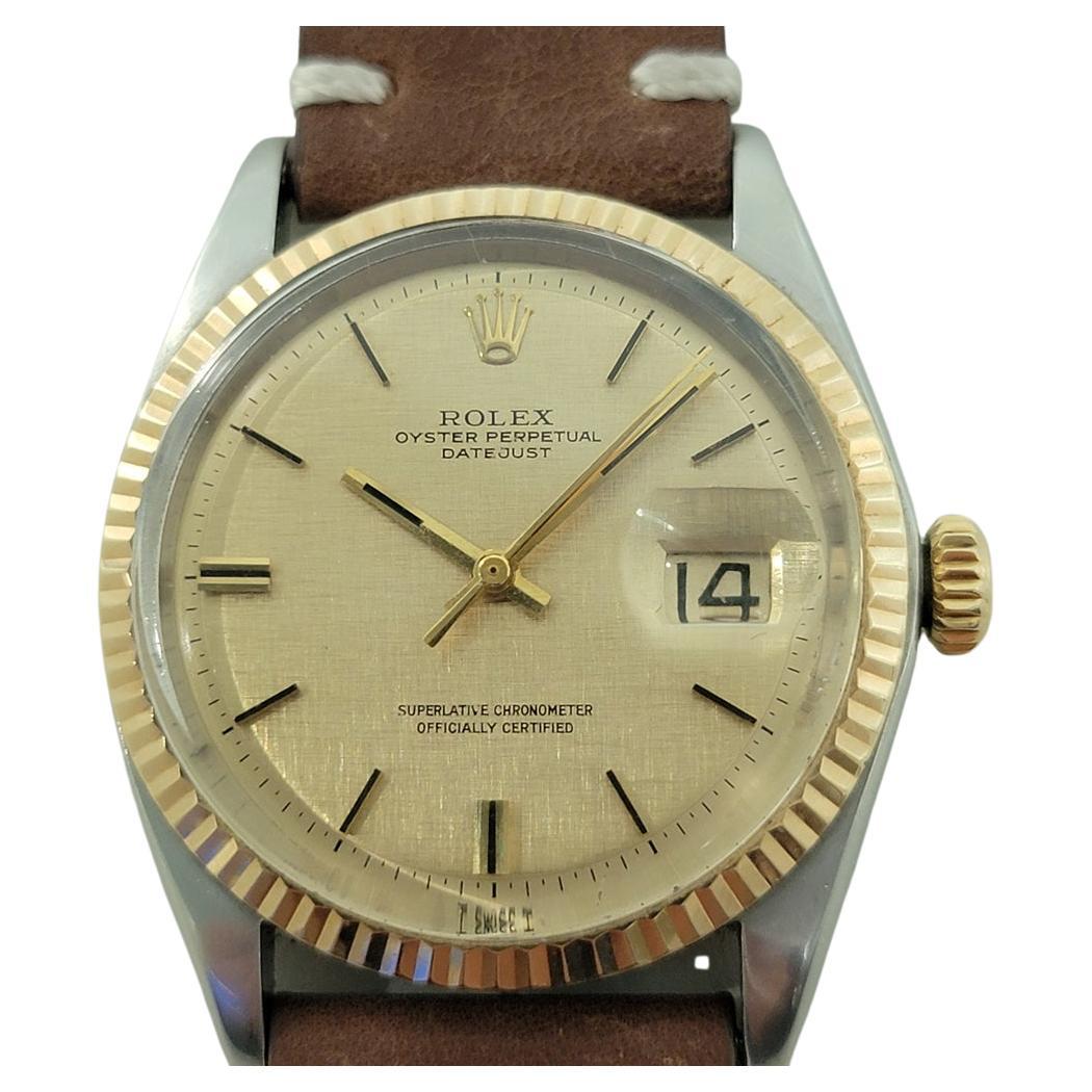 Rolex 1601 Datejust 36mm 18k Gold SS Men Linen Dial Automatic 1960s RA561B