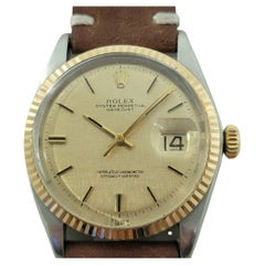 Rolex 1601 Datejust 36mm 18k Gold SS Men Linen Dial Automatic 1960s RA561B