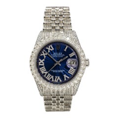 Rolex 1601 Datejust Stainless Steel All Diamond Blue Dial Watch