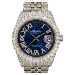 Rolex 1601 Datejust Stainless Steel All Diamond Blue Dial Watch