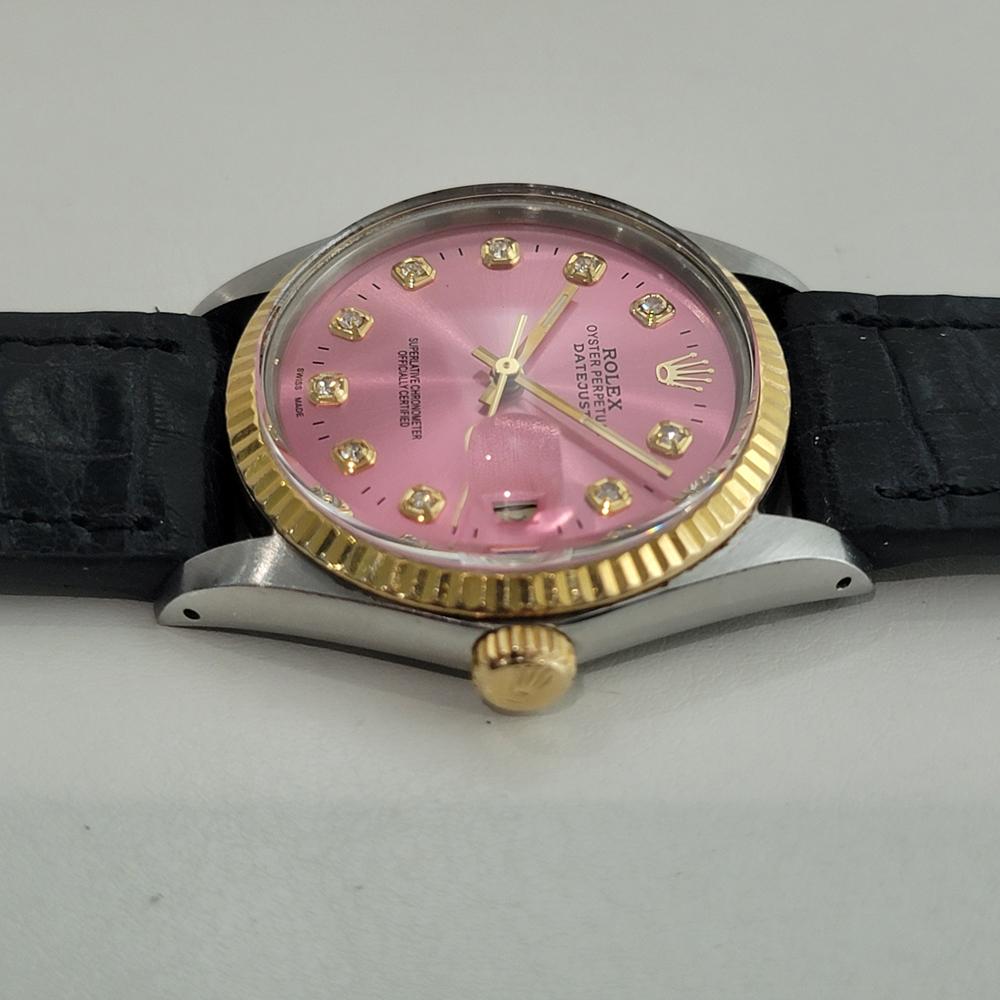 Rolex 16013 Datejust 36mm 18k SS Mens Custom Diamond Dial Automatic 1980s RA555 en vente 1