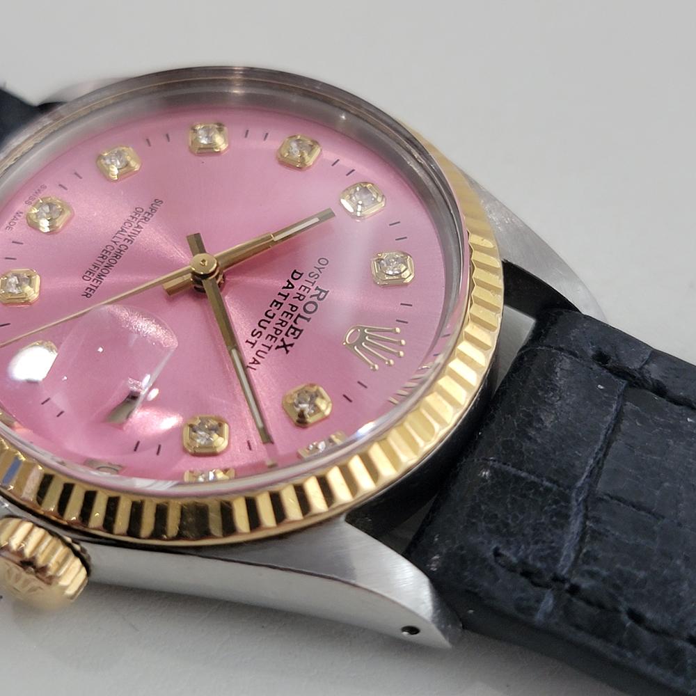 Rolex 16013 Datejust 36mm 18k SS Mens Custom Diamond Dial Automatic 1980s RA555 en vente 2