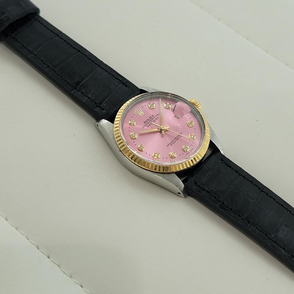Rolex 16013 Datejust 36mm 18k SS Mens Custom Diamond Dial Automatic 1980s RA555 en vente 3