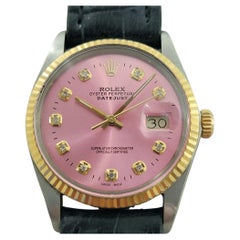 Rolex 16013 Datejust 36mm 18k SS Mens Custom Diamond Dial Automatic 1980s RA555