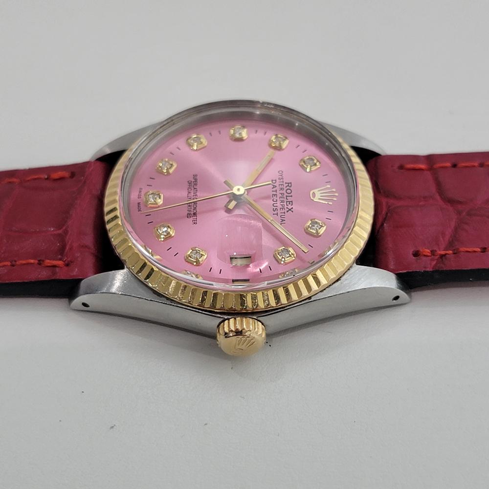 Rolex 16013 Datejust 36mm 18k SS Mens Custom Diamond Dial Automatic 1980s RA555B For Sale 1