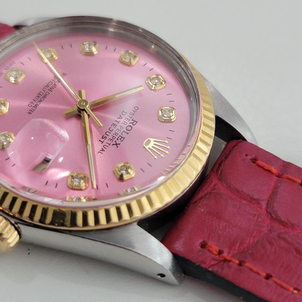 Rolex 16013 Datejust 36mm 18k SS Mens Custom Diamond Dial Automatic 1980s RA555B For Sale 2