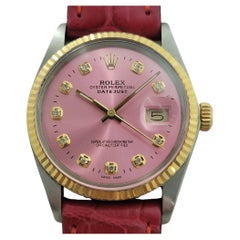 Rolex 16013 Datejust 36mm 18k SS Mens Custom Diamond Dial Automatic 1980s RA555B