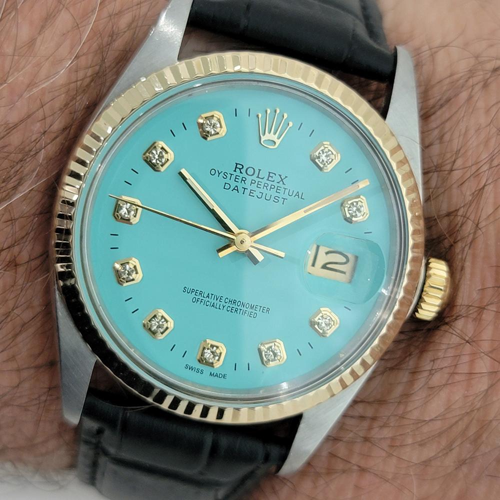 Rolex 16013 Datejust 36mm 18k SS Mens Custom Diamond Dial Automatic 1980s RA557 im Angebot 9