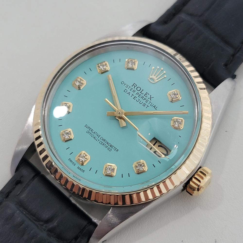 Rolex 16013 Datejust 36mm 18k SS Mens Custom Diamond Dial Automatic 1980s RA557 Herren im Angebot