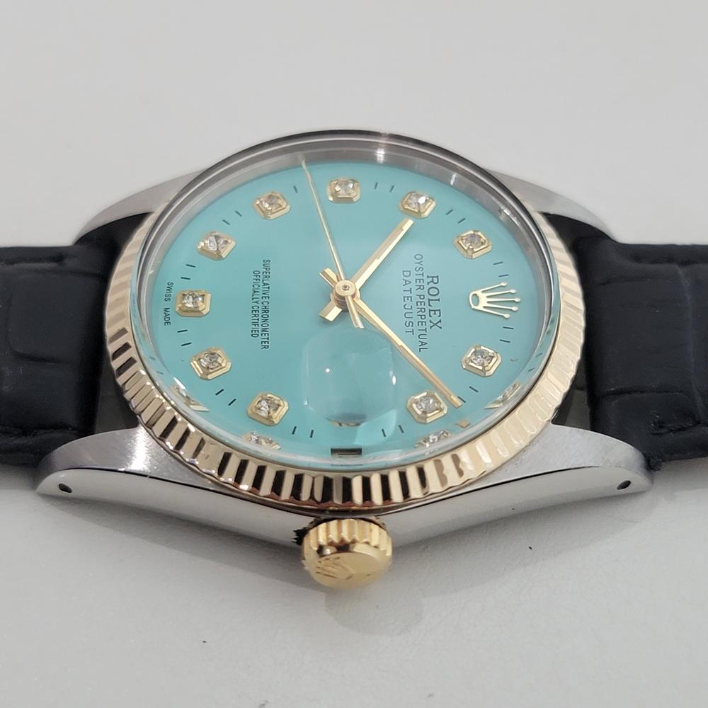 Rolex 16013 Datejust 36mm 18k SS Mens Custom Diamond Dial Automatic 1980s RA557 im Angebot 1